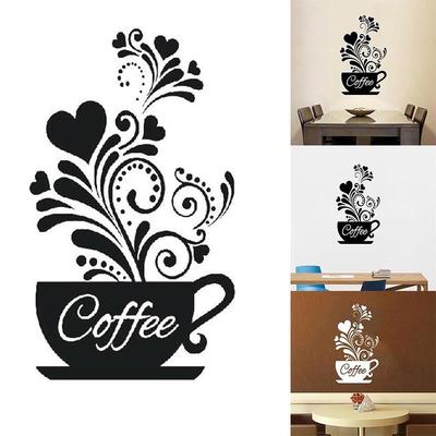 DIY-Aufkleber, Wandaufkleber, Kaffeetasse, Aufkleber, Wanddekoration, abnehmbar, für Zuhause, Küche, Kunstwand, Dekor W