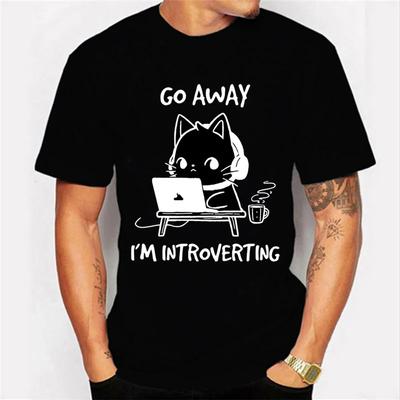 Go Away I’m Introverting Graphic T Shirts Funny Cat Gamer Gaming Tshirt Tops Fashion Harajuku Unisex T-shirts Women Brand T-shirt