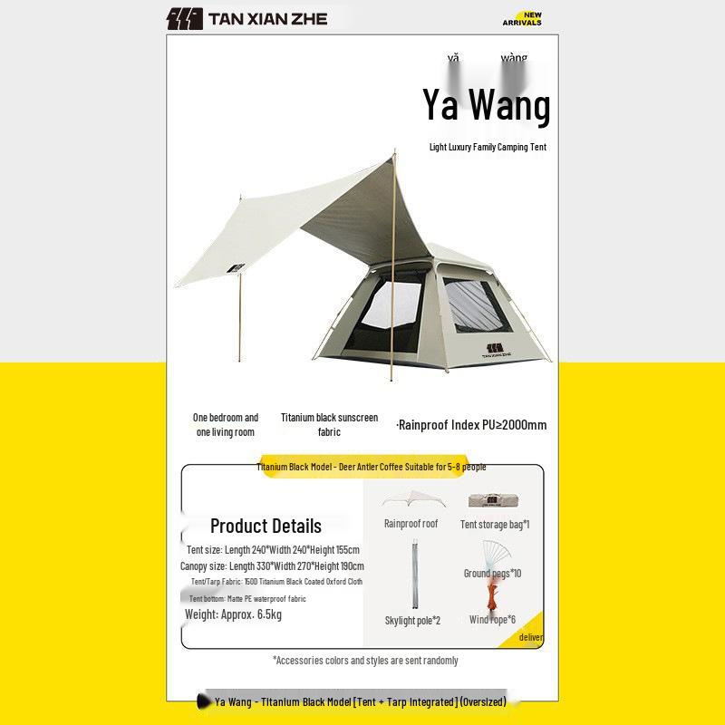 Explorer Tent: 3-4 Person Quick-Open Outdoor Shelter, Windproof & UV Protected for Camping.