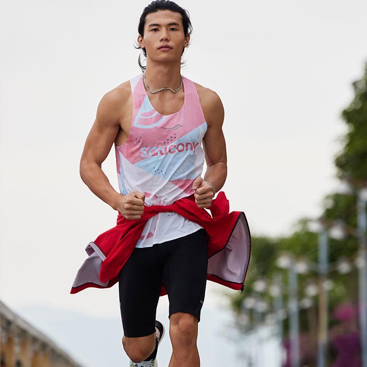 Saucony Letter Color Block Round Neck Pullover Professional Racing Sleeveless Running Vest Unisex Vests SC2239005-1