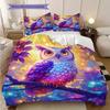 Owl Pattern Bedding Quilt Set Quilt Cover Pillowcase Home Decoration Birthday Gift (1 * duvet cover + 2 * pillowcase, without core)
