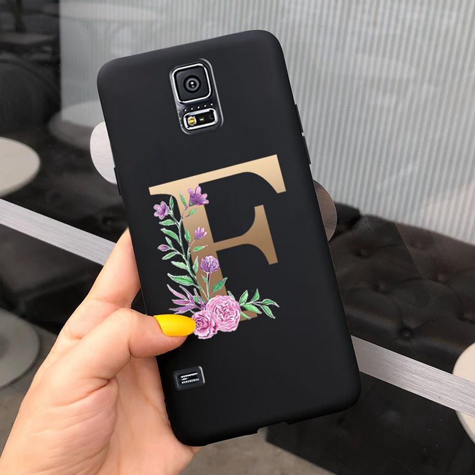 For Samsung Galaxy S5 I9600 Phone Case Flower Initial Alphabet Case For Samsung S5 Neo S 5 G900 G903F SM-G900F Soft Silicon Case