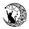 Wrought Iron Moon & Black Cat Silhouette Wall Ornament