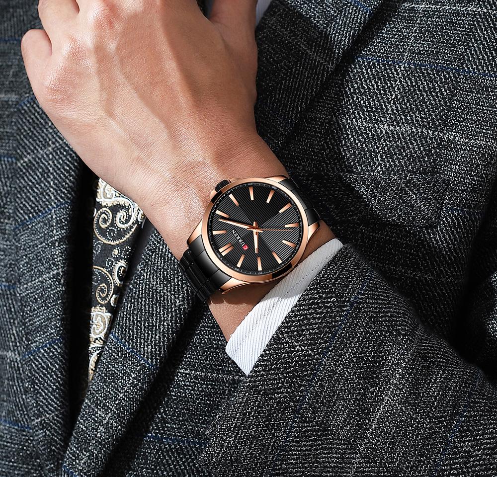 CURREN Mens Watches Top Brand Luxury Stainless Steel Band Watch for Men CURREN Wristwatch Fashion Business Quartz Clock Man Waterproof