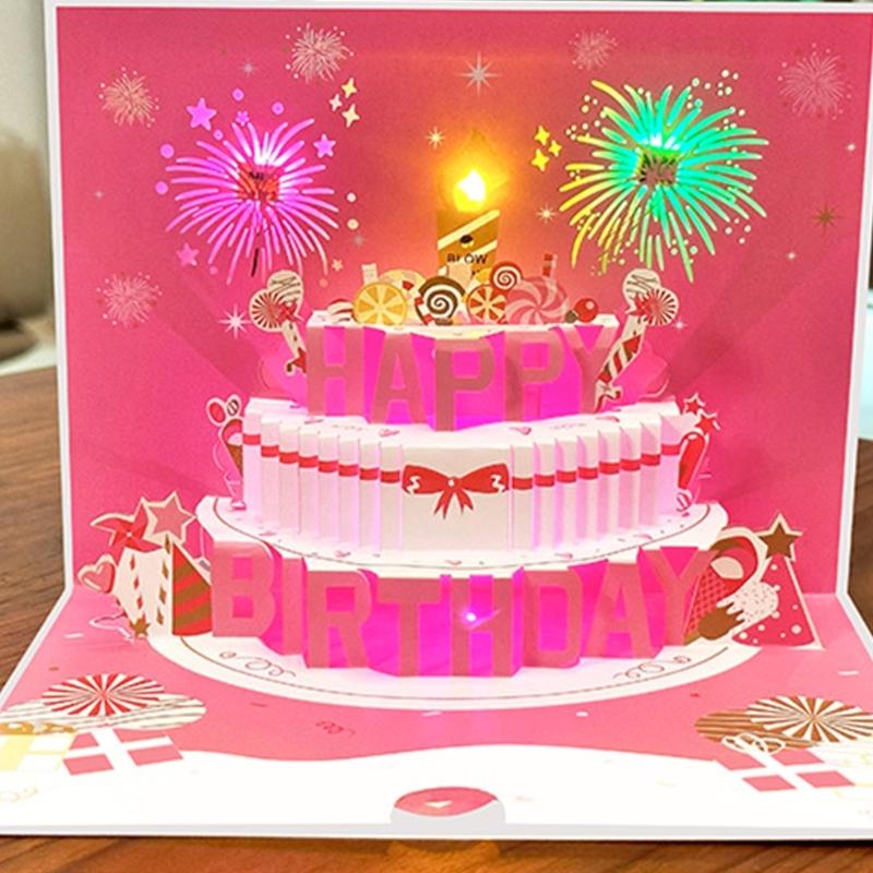 Musical 3D Birthday Greeting Card with Music and Lights Artistic Birthday Card Celebration Card Perfect for Parties