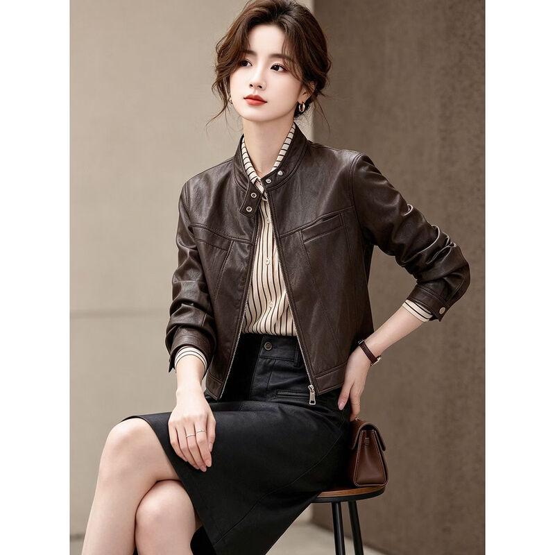 D.F.DEAR Women's Retro Stand Collar Short Jacket