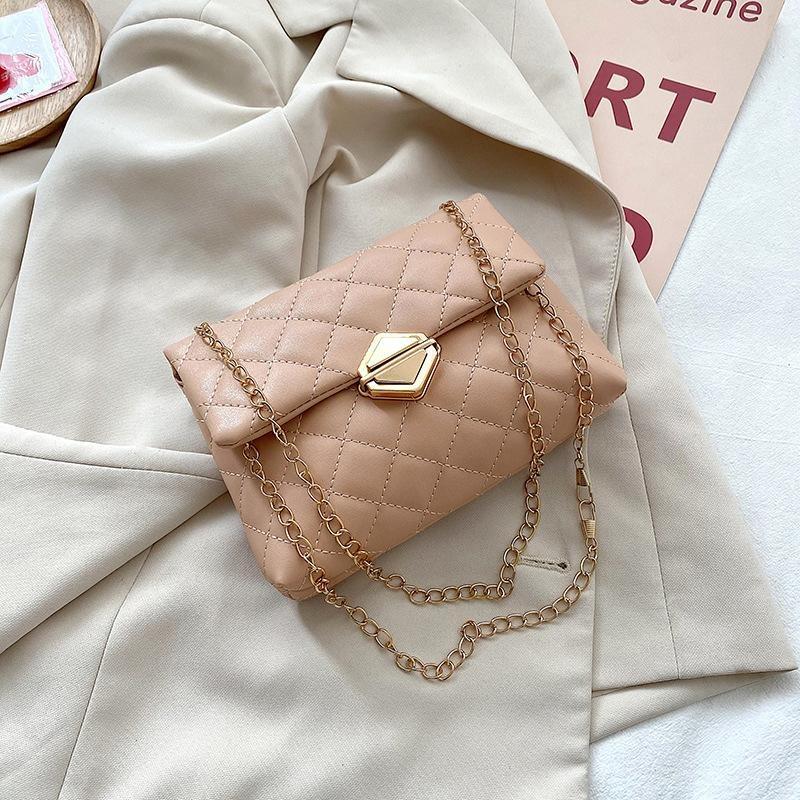 Gitter Umhängetasche für Frauen PU Leder Klappe Umhängetasche Weibliche Luxus Kette Messenger Pack Handtasche und Geldbörse