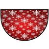Christmas Snowflake Half Round Door mat Xmas Red Cute Semi Circle Area Rug Non-Slip Soft Washable Floor Mats Home Decor