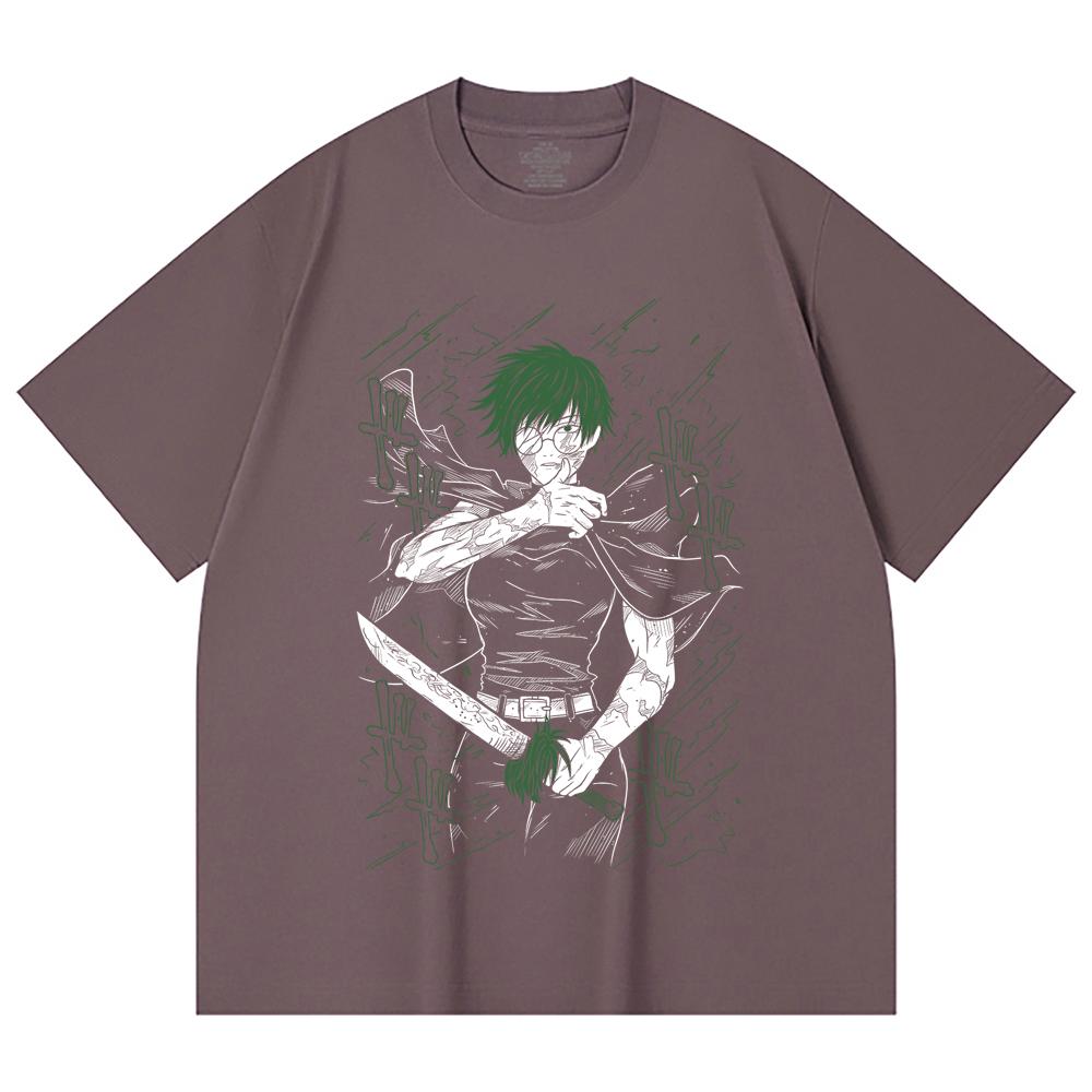 230 Gsm 100% Cotton Jujutsu Kaisen V10 Maki Print Unisex Heavy Cotton T Shirt