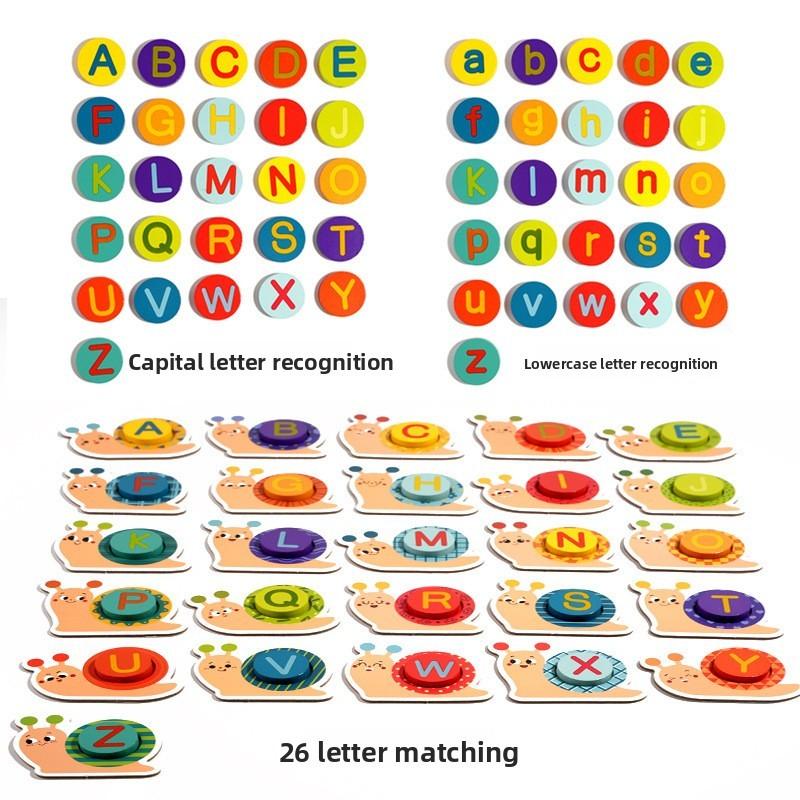 Wooden Letter Matching Puzzle With Interactive Blocks For Kids Learning Develope