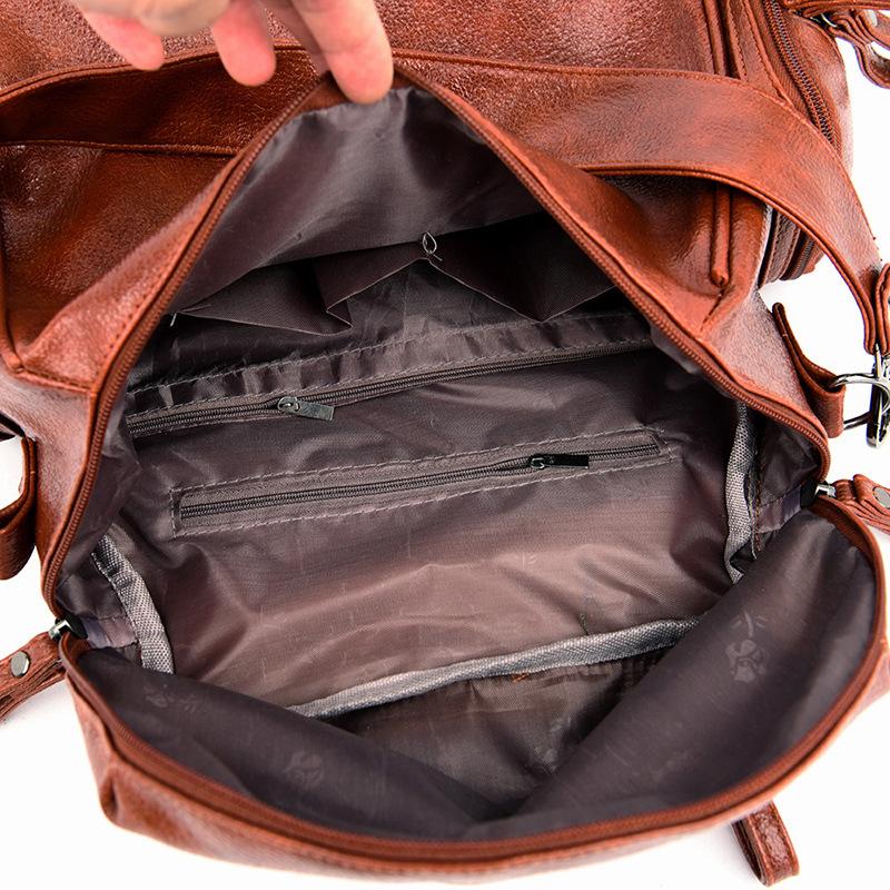 Zaino da viaggio alla moda in morbida pelle di grande capacità monospalla cartella scolastica