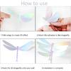 60 Pieces 3D Dragonfly Wall Art Decor Stickers Silver Dragonfly Wall Decoration Window Wall Decals Stickers for Party/Doors/Bedroom Living