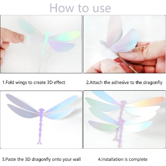 60 Pieces 3D Dragonfly Wall Art Decor Stickers Silver Dragonfly Wall Decoration Window Wall Decals Stickers for Party/Doors/Bedroom Living