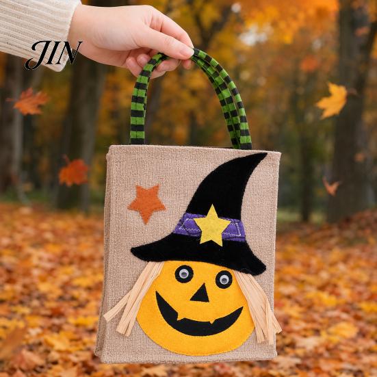 Eco-friendly Halloween Bags Trick or Treat Bags, Kids Candy Non Woven Pumpkin Ghost Handbag for Tote, Reusable Goodie Spooky Party Favor Gift