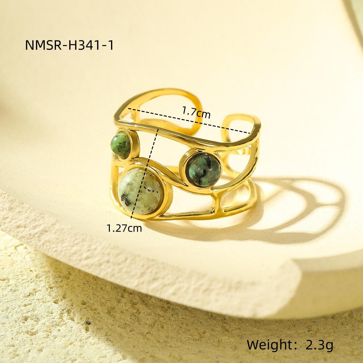GEMCHIC Women s 18k Gold Plated Stainless Steel Natural Stone Open Ring