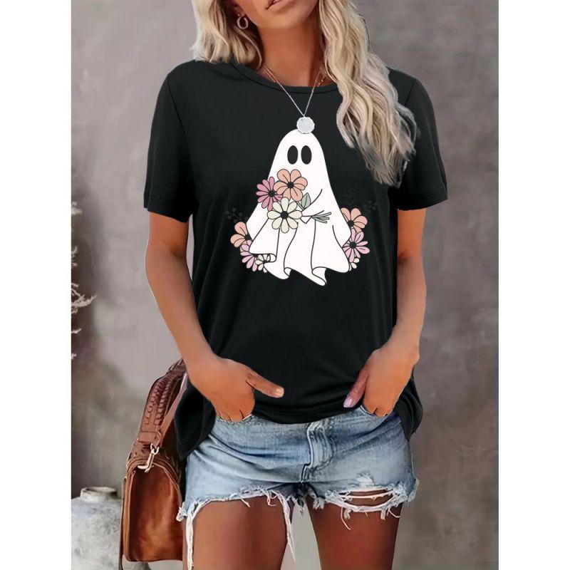 

Summer Cartoon Print Round Neck T-Shirt 3XL