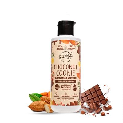 Choconut Cookie Body Wash - Chocolate & Almond Milk | Sulfate-Free, Paraben-Free Body Cleanser | Hydrating & Brightening for Soft, Glowing Skin 250 Ml