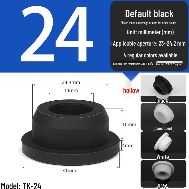 Black High-Temperature Resistant T-Shaped Silicone Stopper - Round Hole Rubber Gasket & Shock-Absorbing Blind Plug
