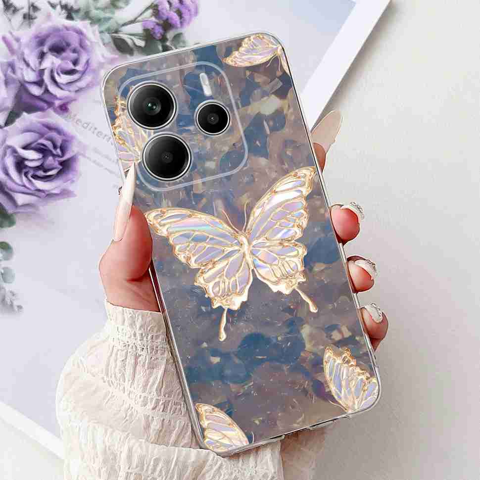 For Xiaomi Redmi Note 14 Pro 5G Case Beautiful Flower Heart Cover Soft Silicone Casing For Redmi Note 14 Note14 4G Cover Coque