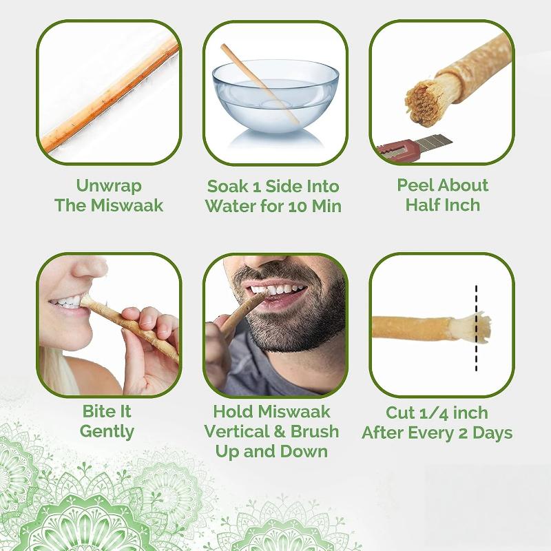 1 Pezzo Spazzolino Miswak Naturale Portatile Sbiancante Tradizionale per Denti e Bastoncino Manuale per la Cura dei Denti per Viaggio