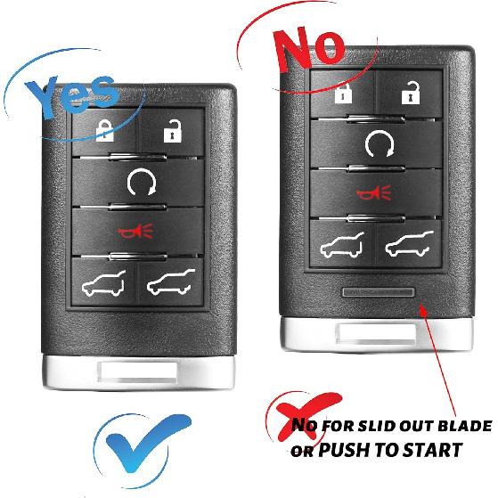 VOFONO 6 Buttons Key Fob Replacement Keyless Entry Remote Compatible with Cadillac Escalade ESV EXT 2007-2014 FCC ID: OUC6000066 850K-6000066