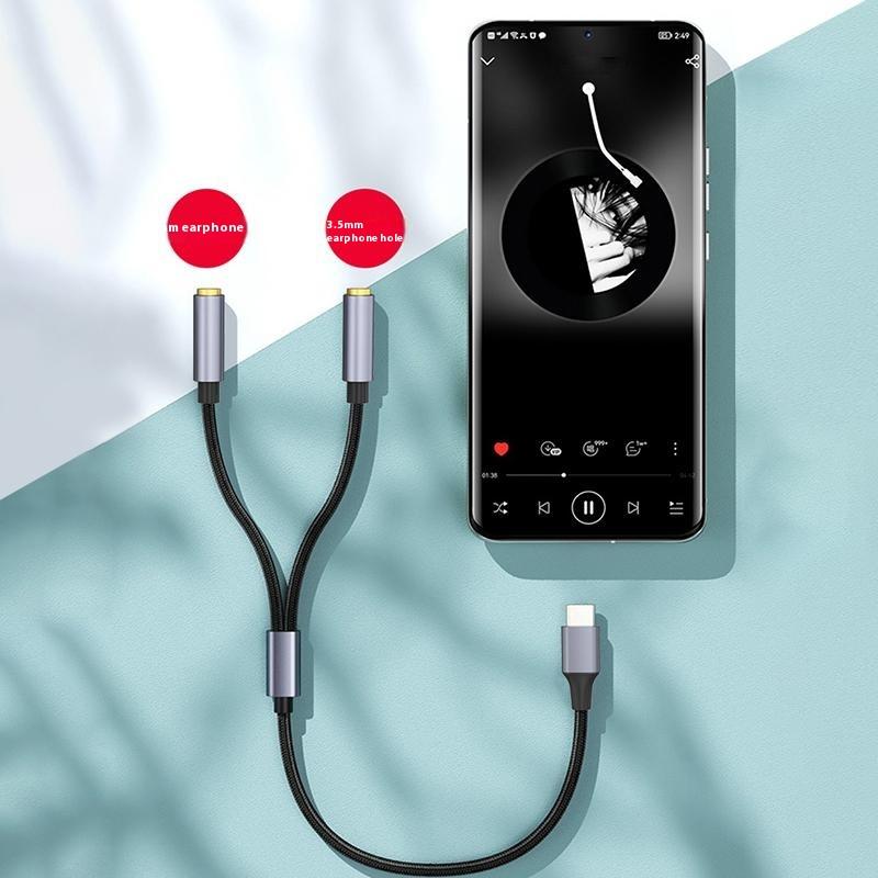 25cm Type-C To 3.5mm Audio Splitter Cable Headphone Adapter for Smartphone Computer