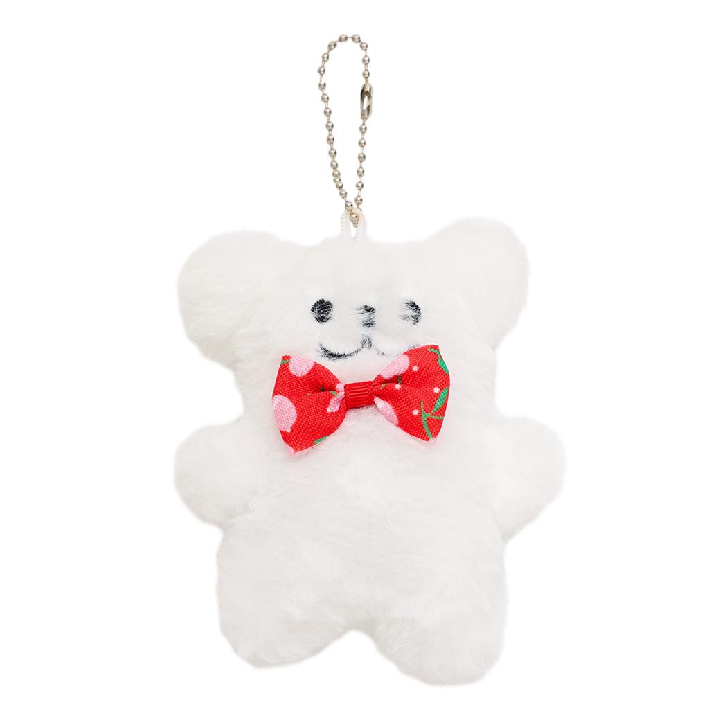 Cute Cartoon Dog Plush Keychain With Bow Tie Couple Doll Pendant Small Charm For Bag