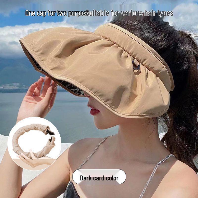 Women's Open-Top Sun Hat with UV Protection, Large Brim for Outdoor Cycling and Sunshade