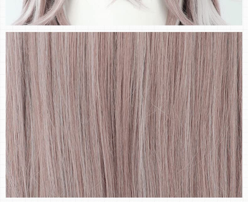 Wonder Acute Cosplay Wig, Ash Pink and White Mix, Perfect for Costumes, Halloween Events, and Photoshoots (Body, Ears, and Tail)