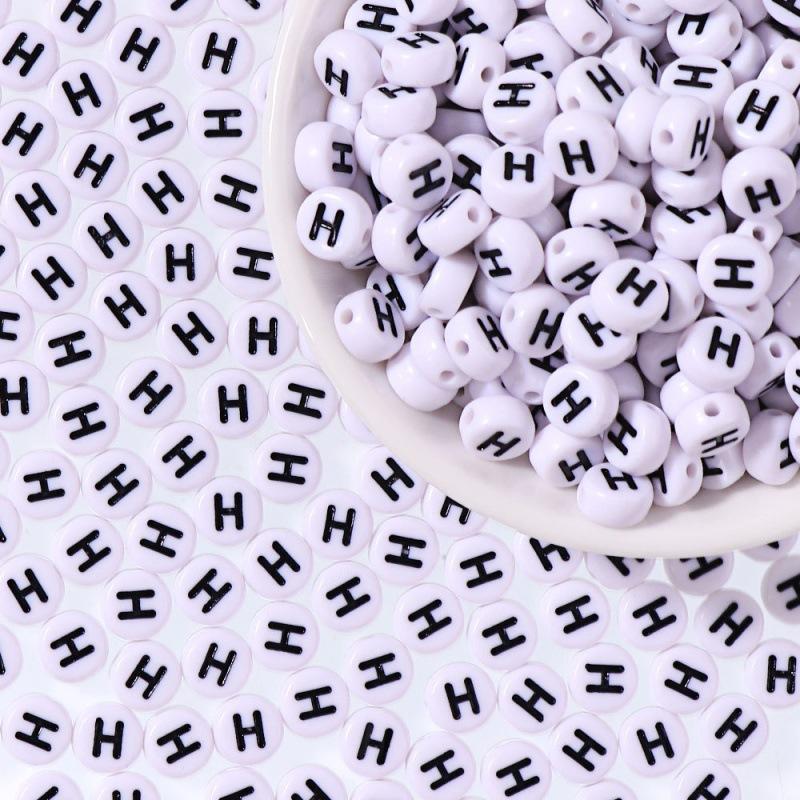 100/Bag Diy Black And White English Acrylic Letter Beads Handmade Bracelets Necklaces Beaded Accessories