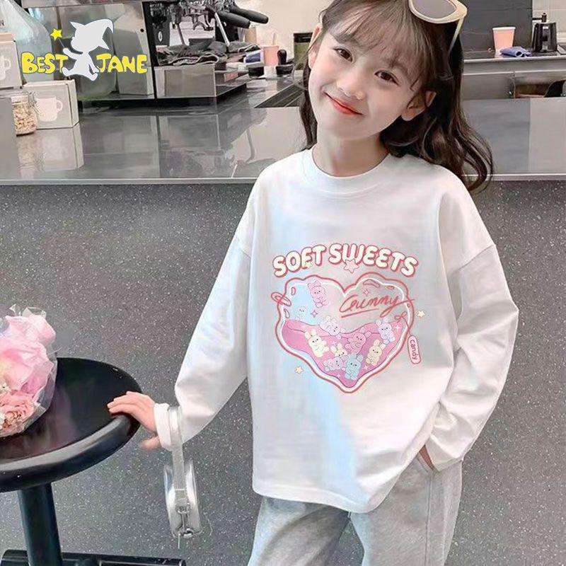 2025 Neues Kinder Langarm Weißes Baumwoll-T-Shirt - Stilvoll & Bequem für Mädchen