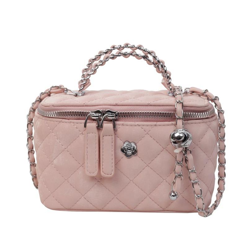 

Премиальная сумка-цепочка ромбовидной формы в иностранном стиле женская 2025 весна новая в стиле маленькой феи универсальная сумка-мессенджер портативная сумка-ведро розовый