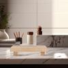 Bathroom Counter Organizer Tray Wooden Pedestal Stand Rustic Farmhouse Soap Dish Dispenser Holder Small Wood Tray Kitchen Sink