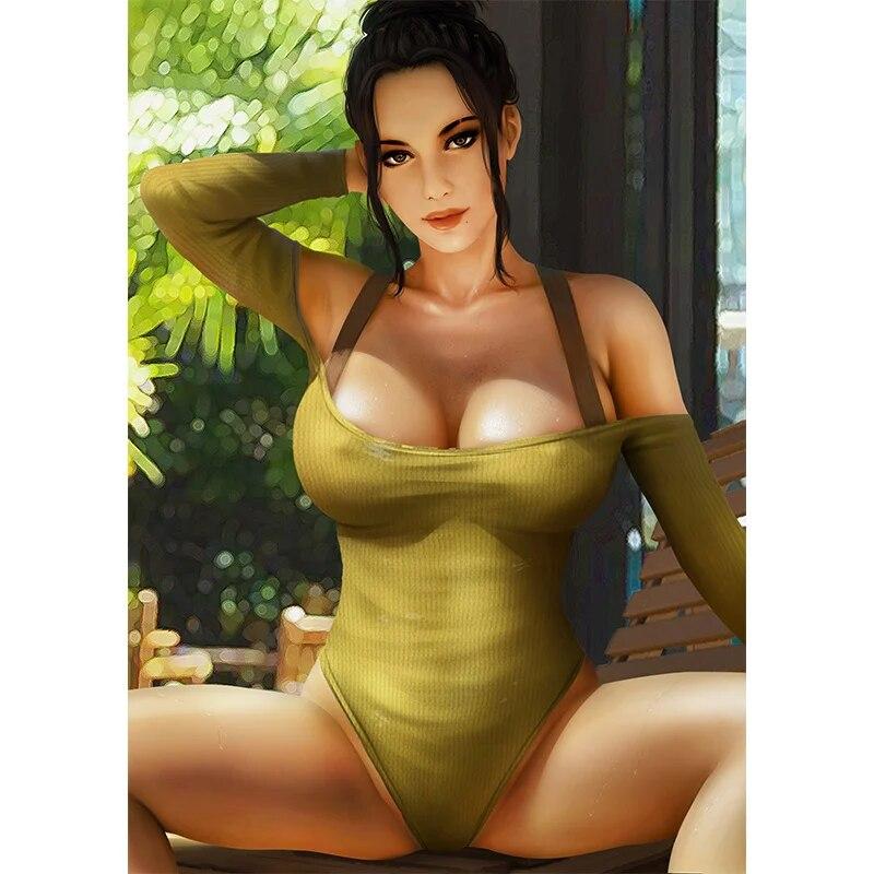 Tisk Warrior 3D Sexy Anime Girl Art Plakáty HD Nástěnná malba na plátno do obývacího pokoje Ložnice Home Decor Hang Picture