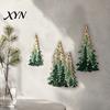 Solid Wood Hanging Tree Set 3Pcs Wooden Christmas Wall Decor, Winter Snowy Pine Rustic Decor Sign, Forest Mounted Ornaments for Xmas Holiday