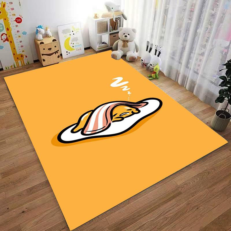 Cute Lazy Egg Character with Bacon Blanket Design Floor Mat Carpet Suitable for Use As an Anti-slip for Living Room Bedroom Sofas