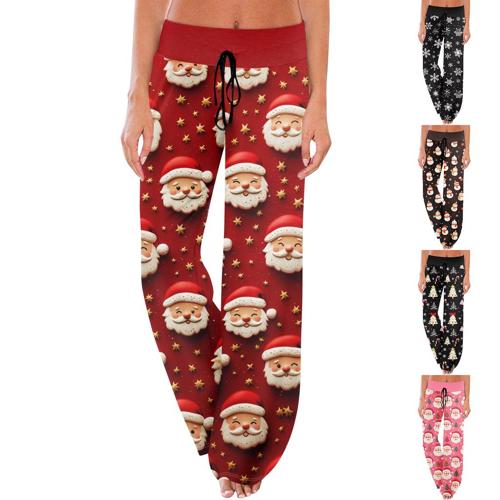 Pajama Pants Sleepwear Casual Drawstring Elastic Waist Pants Comfy Straight Yoga Loose Trousers