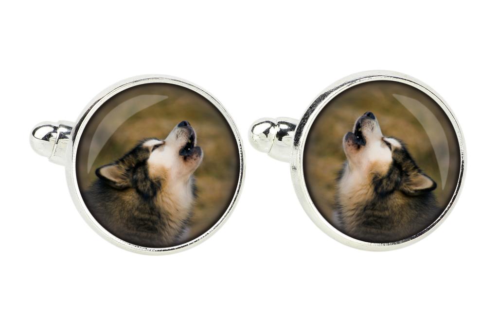 Alaskan Malamute - cufflinks and tie with your photo, a suit decoration, men's jewelry from the Art-Dog brand.