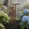 Decorative Bird And Flower Rain Gauge Outdoor, 7.8 Inch Gauges for Measuring Precipitation, Freeze Proof Artistic Metal Gauge, Vintage Garden