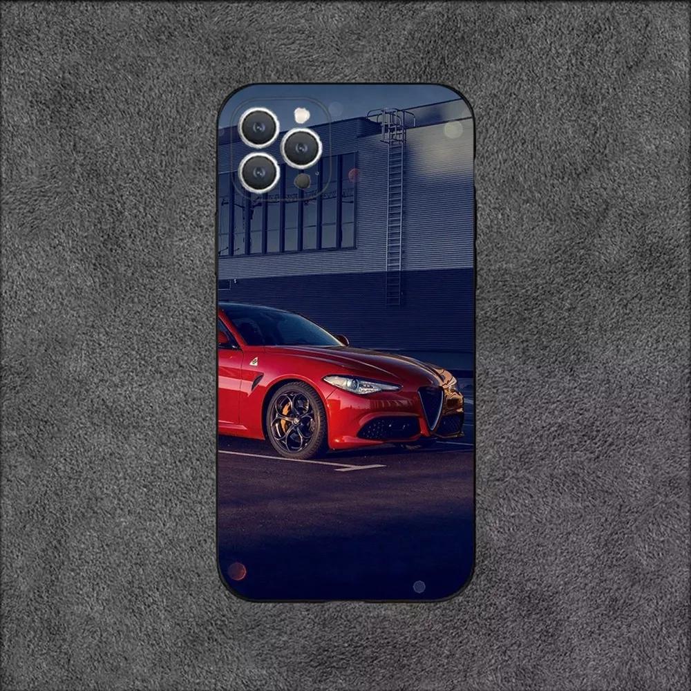 A-AlfaeS Sport Car R-RomeoS-S Phone Case For iPhone 16,15,14,13,12,11,Plus,Pro Max,XS,X,XR,SE,Mini,8,7 Soft Silicone Black Cover
