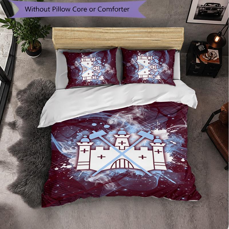 West Ham United Calcio Set Biancheria da Letto 3 Pezzi Morbido Set Copripiumino con Federe Set Decorazione Camera da Letto per la Casa