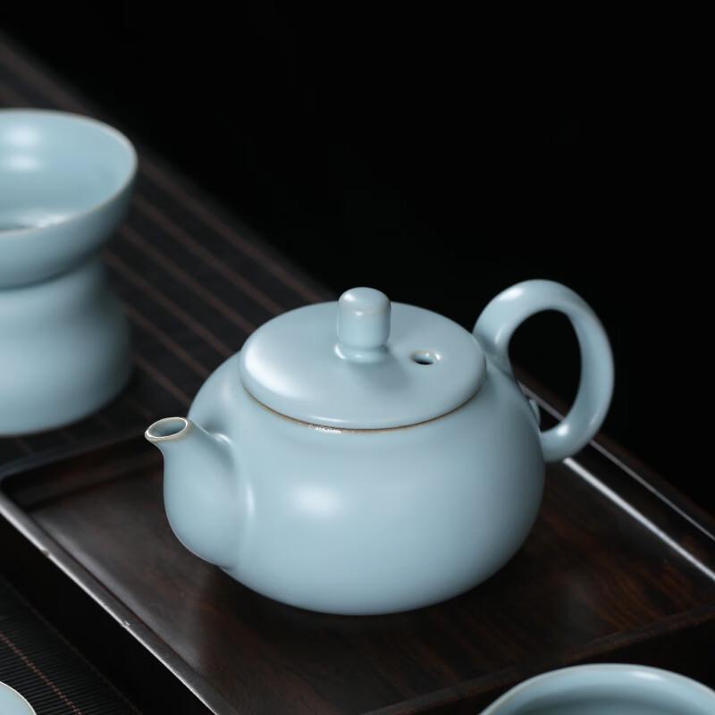 Ru Kiln Ceramic Gold Line Kung Fu Tea Set