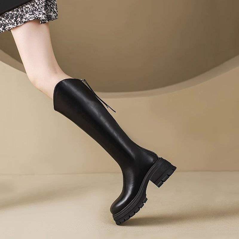 Small Thick-soled Boots Women's 2025 Autumn Velvet But Knee-high Knight Boots Boots Boots Women's Autumn and Winter Boots