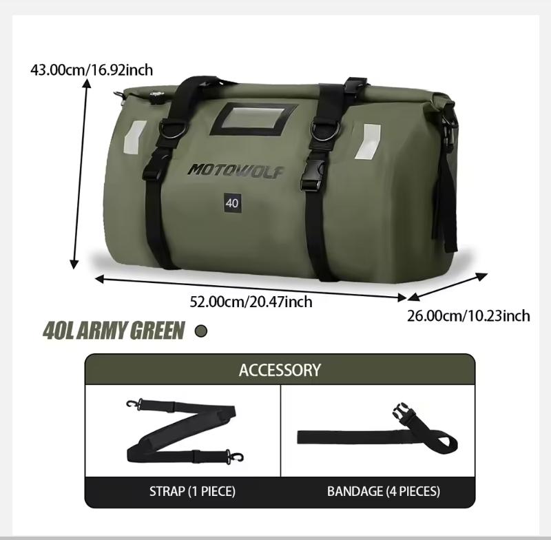 Motorcycle Waterproof Tail Bag Travel Outdoor Dry Luggage Roll Pack Bag 40/66 Motorbike Luggage Backpack Motorcycle Seat Bag