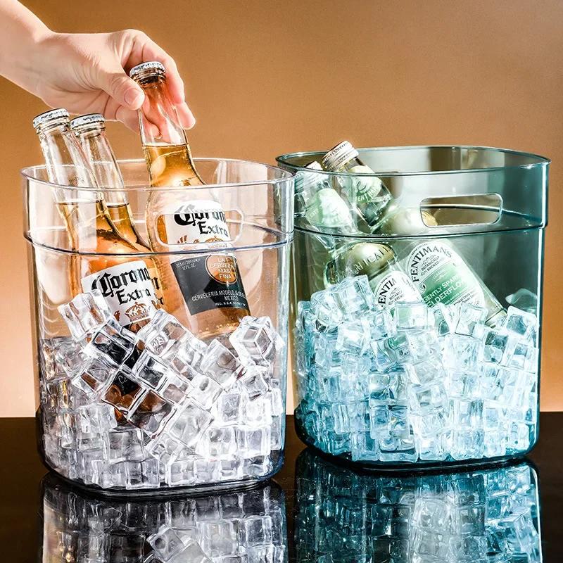 2026 New Creative Ice Bucket PET Bar KTV Restaurant Commercial Ice Bucket Transparent Plastic Champagne Ice Bucket