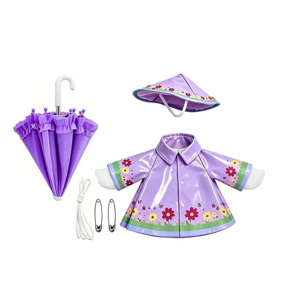1 Set Porch Goose Outfit Waterproof Goose Raincoat Hat And Umbrella Summer Goose Floral Costume Fits 23 Inch Lawn Goose Statue Outdoor Decor Garden