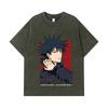 275 GSM Washed T-shirts 100% Cotton Jujutsu Kaisen V38 Megumi Print Unisex Heavy Cotton T Shirt