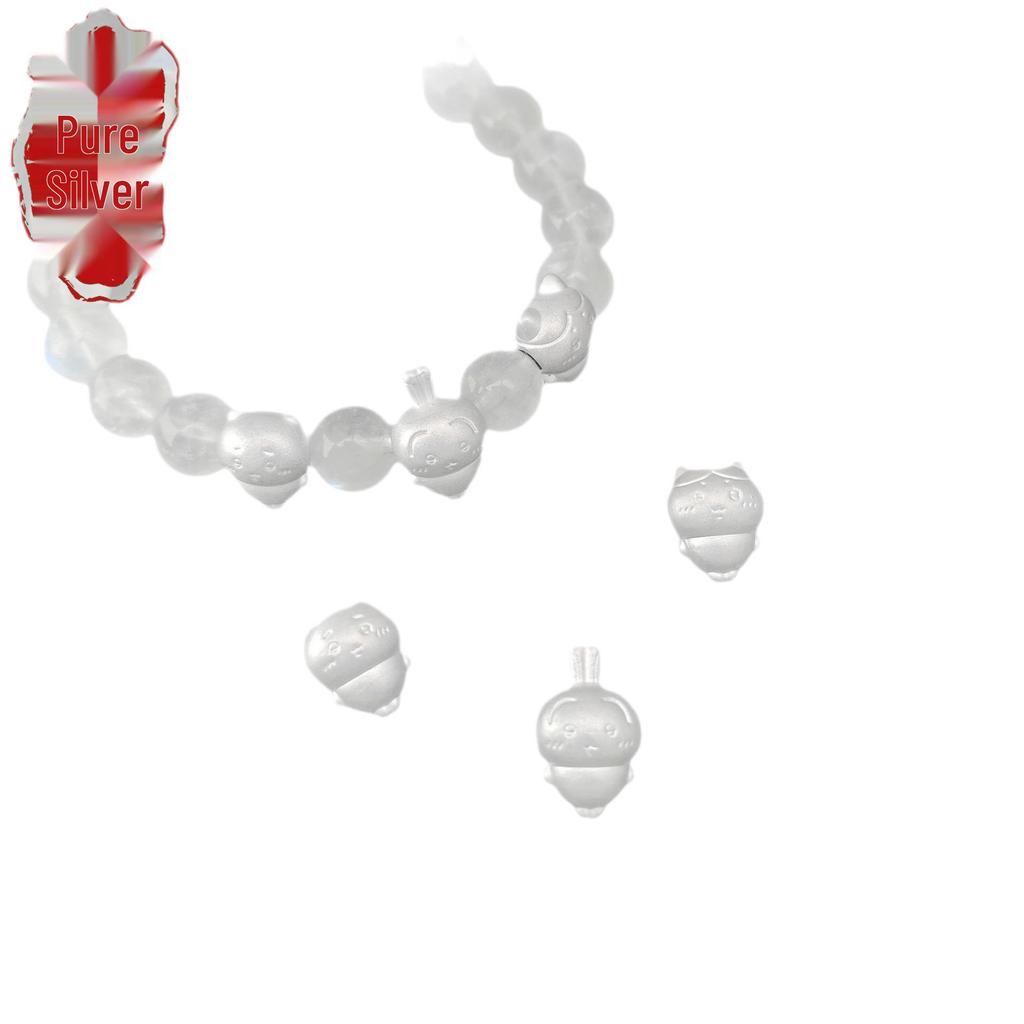 Chiikawa Pure Silver 999 Bead - Kii, Hachi, Nyan, Usagi 3D Design Silver Rope DIY Accessories