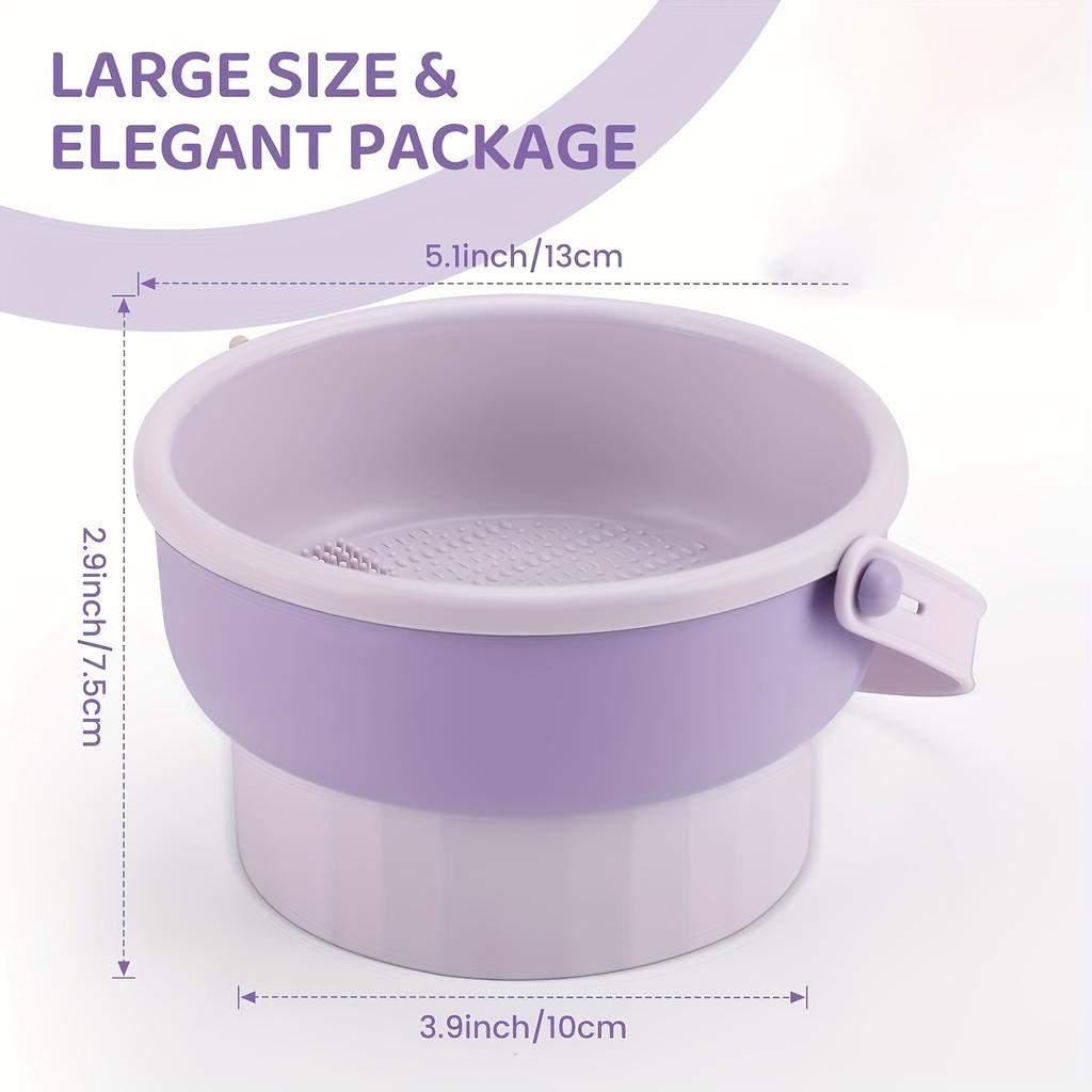 3-In-1 Silicone Makeup Brush Cleaning Bowl, Makeup Brush Drying Rack, Beauty Egg Cleaner, Multiple Textures, Deep Cleaning