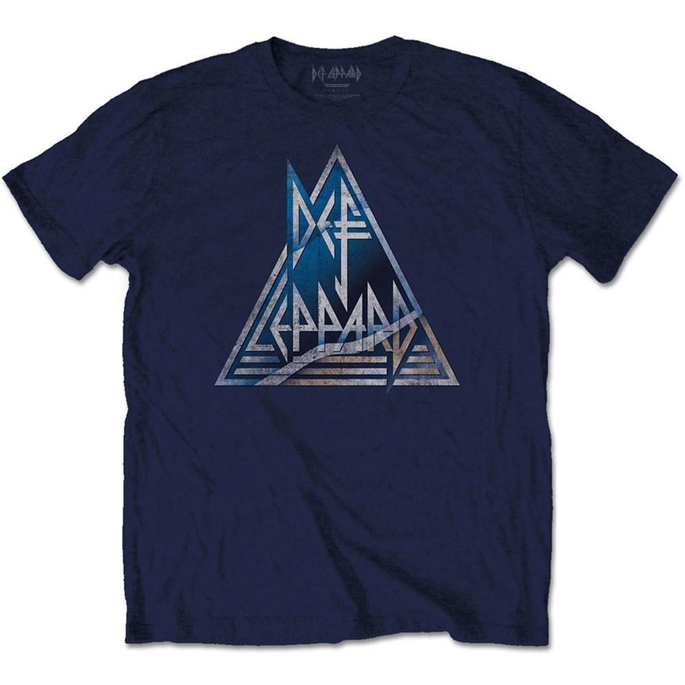 Def Leppard Triangle Logo Slim Fit T-shirt Large Navy Unisex T-Shirt L